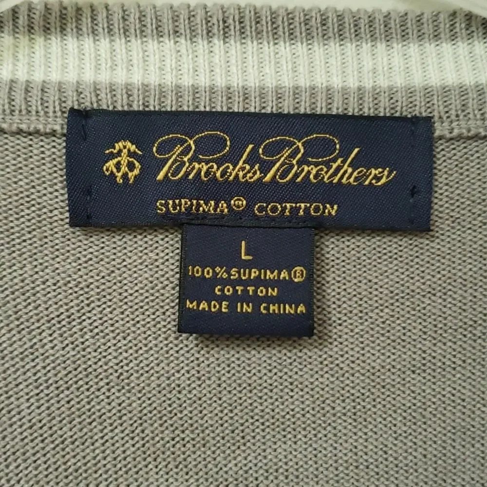 Brooks Brothers Sweater Vest Mens Large Dove Grey V Neck All Cotton Golf Office
